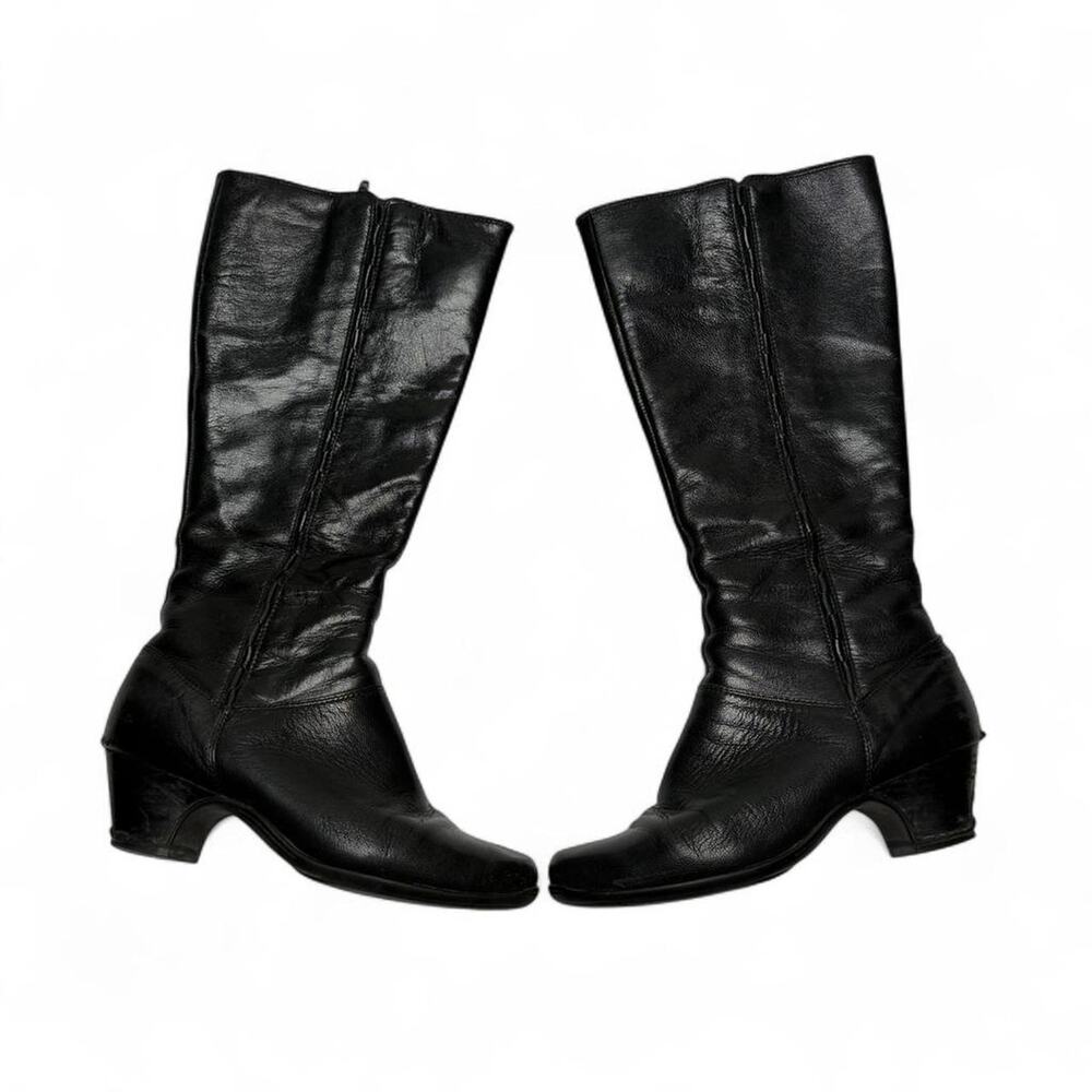 Clark’s Artisan Black Real Leather Boots Small Heel Super Cute Size 7 1/2 French